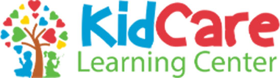 KidCare Learning Center logo: toddlers under a colorful heart-shaped tree. Preschool vibes!.